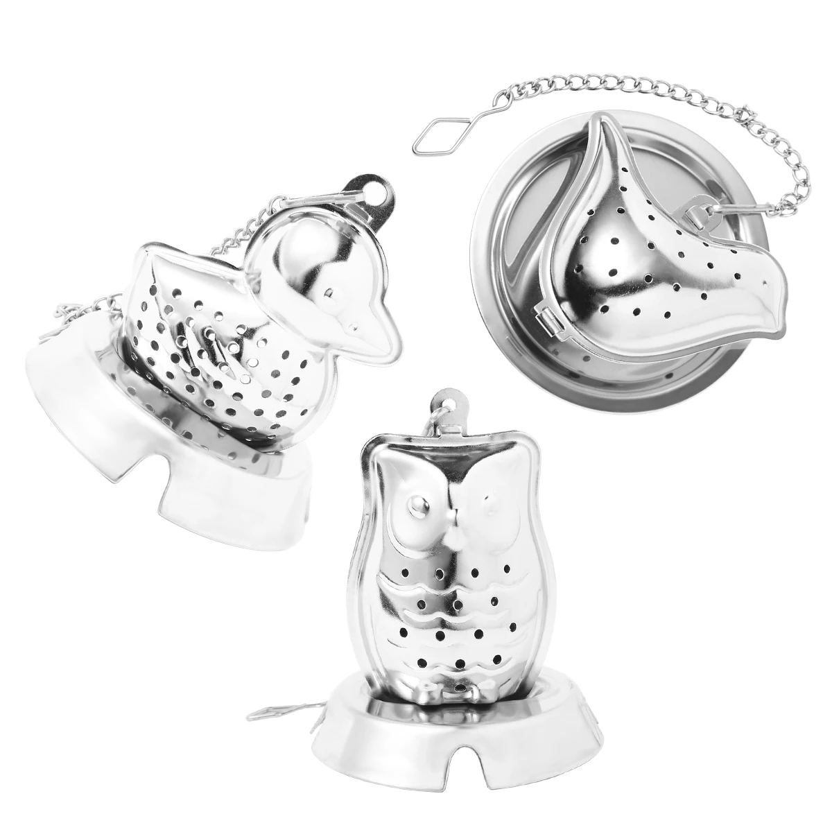 

3pcs Stainless Steel Tea Strainer Creative Shape Dishwasher Safe Reusable Tea Infuser For 6.5Cm+ Cup Animal Series (Silver)