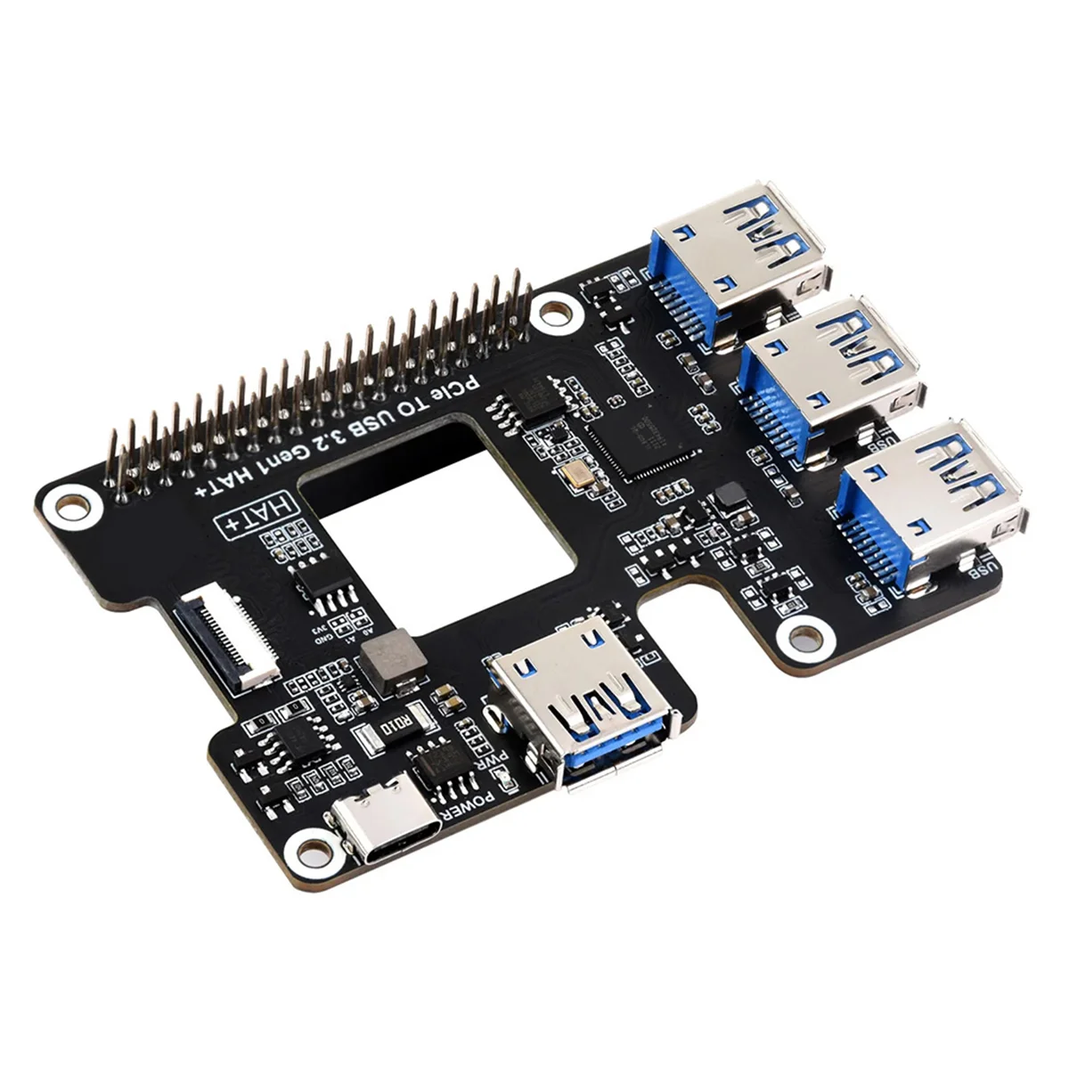 Per Raspberry Pi 5 PCIe a USB 3.2 Gen1 HAT PCIe a USB HUB 4 porte USB Plug and Play per Raspberry Pi 5