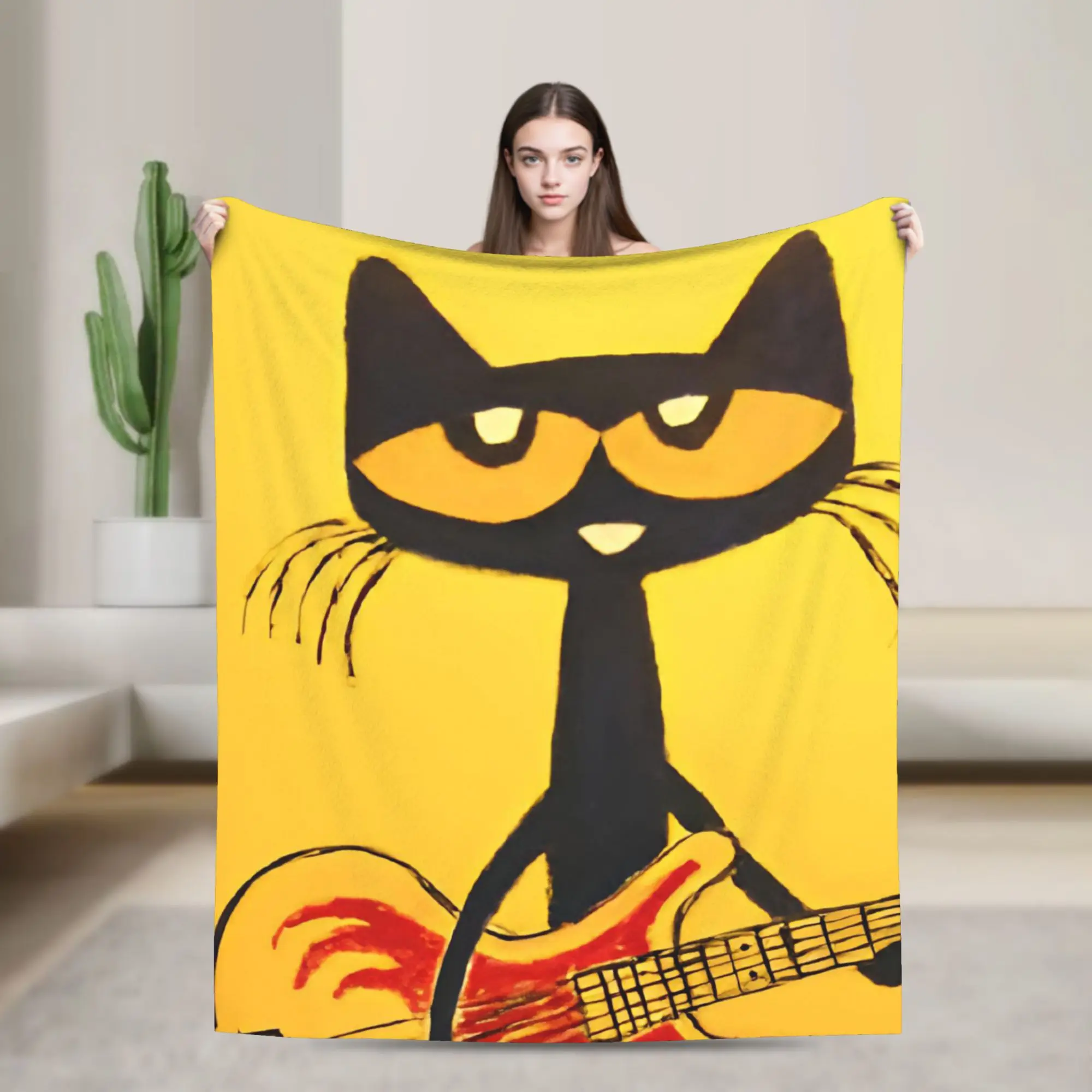 Pete the Cat  Blankets Cool Kitten Fuzzy Throw Blankets Airplane Travel Decoration Soft Warm Bedspreads