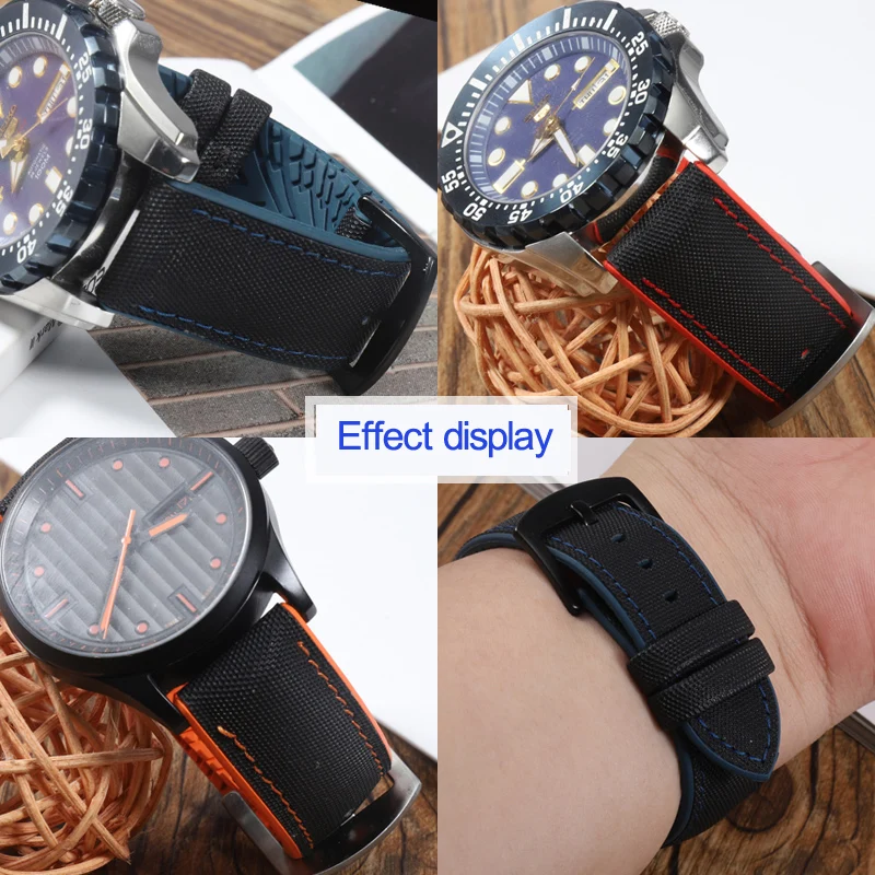 Waterproof High-Quality Nylon Silicone Rubber Soled Watch Band For Ferrari Mido Helmsman Breitling Citizen Men Watch Strap 22mm