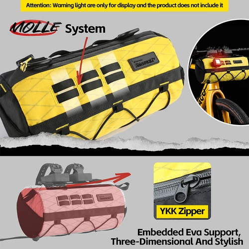 Imagen 2 del producto Rhinowalk-Bolsa para manillar de bicicleta, embalaje para bicicleta de montaña, carretera, grava, bolsa delantera, serie Wilderness, diseño 3D EVA, resistente al desgaste