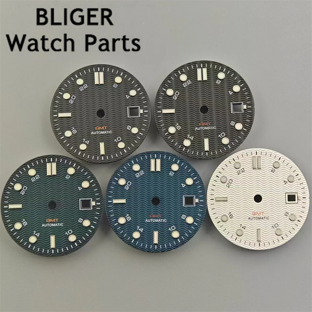 

BLIGER 31mm White Blue Black Watch Dial Green/Blue Green Luminous Fit NH34 Mingzhu DG3804 Movement