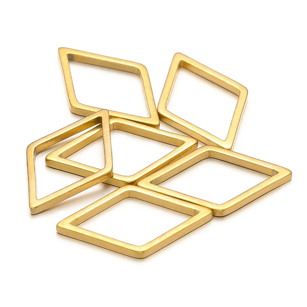 20pcs Stainless Steel Rhombus Bezel Connectors Charms Pendants For Diy Jewelry Earrings Necklace Making Handmade Accessories