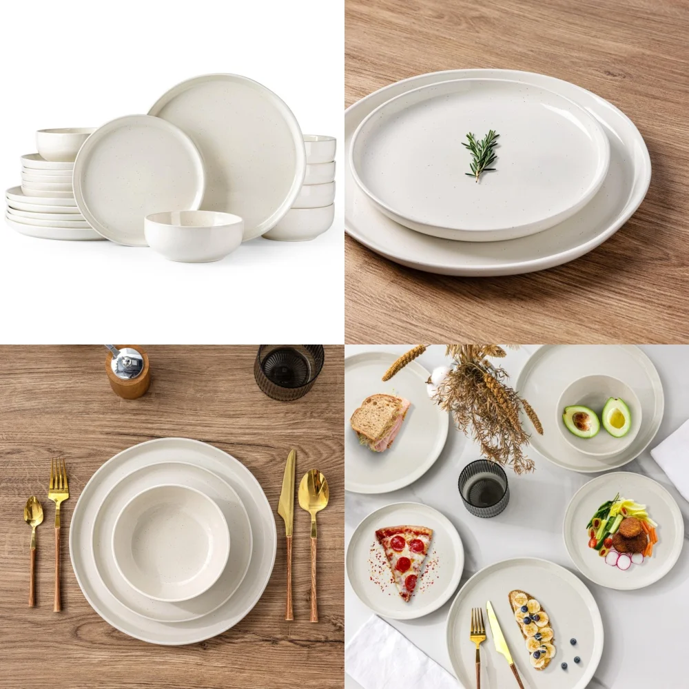 

Набор керамической посуды, 18 шт., набор керамической посуды для 6 каменных тарелок ручной работы, мисок, современная посуда, идеально подходит для повседневного использования