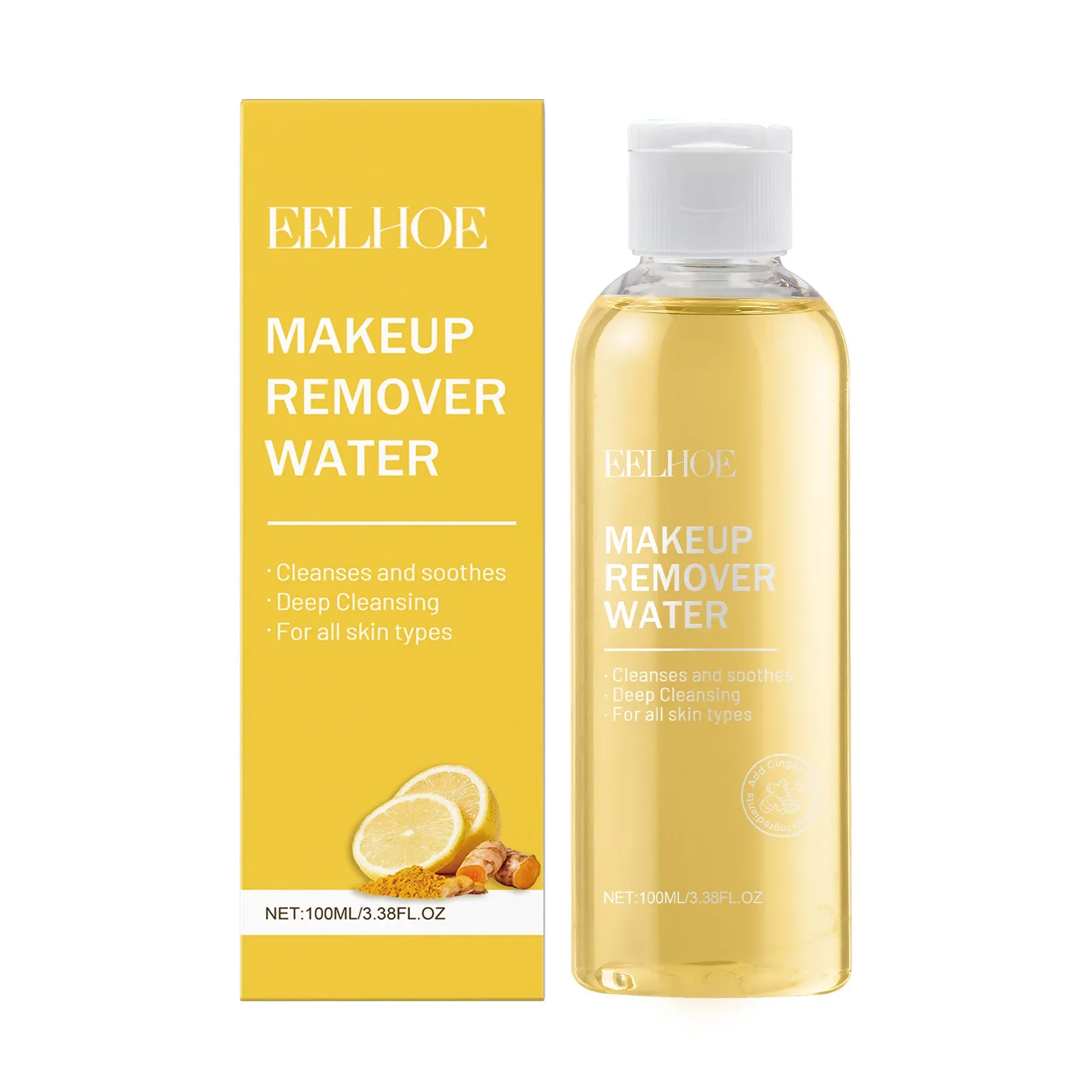 EELHOE Ginger Lemon Makeup Remover Gently Cleansing Facial Makeup Skin Refreshing Not Tight Makeup Remover Improve Skin Tone