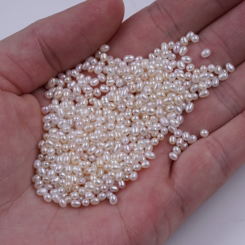 2.2-2.6mm Natural White Loose Beads Real Freshwater Rice Pearl Beads