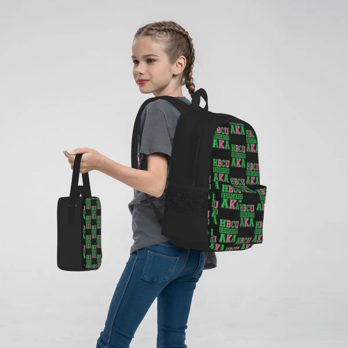 

HBCU Grad AKASororityParaphernalia, HBCUEducated AKA BackpacksStudentsSchoolBags Kids Rucksack Lunch Bag Pen Bag Three-Piece Set