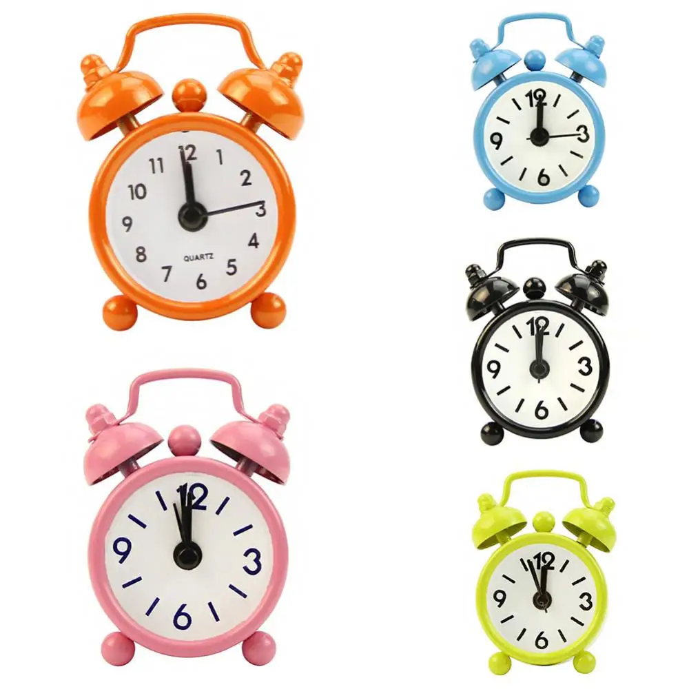 Classic Creative Metal Small Alarm Clock Electronic Retro Digital Analog Mini Round Alarm Clock Desk Decoration Cute Kids Gift