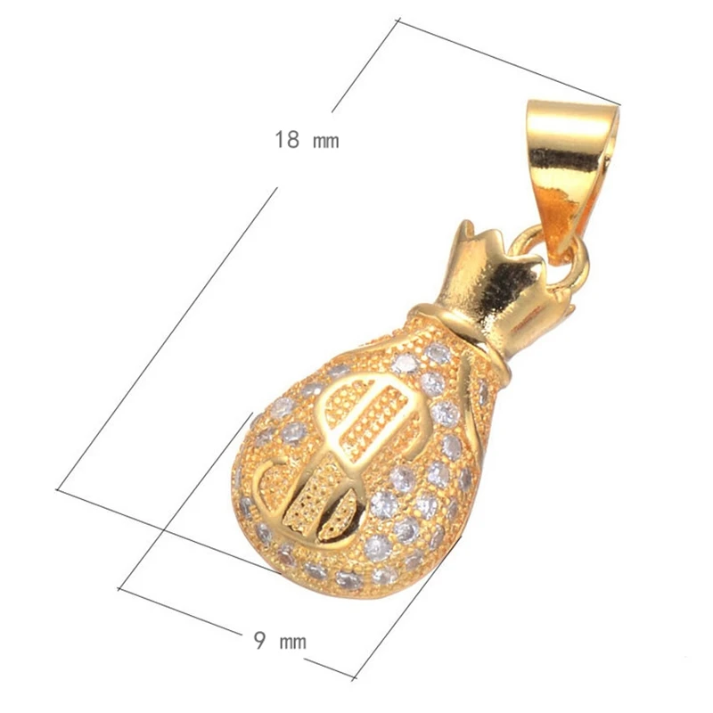 Juya Micro Pave Zircon 18K Gold Plated Copper Moneybag Pendants For DIY Women Charms Necklace Bracelet Making