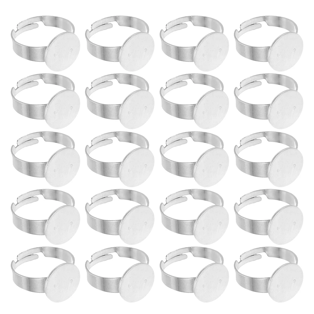 

40 Pcs Jewelry Making Tools Gem Ring Tray Finger Rings Base Silver Stainless Steel