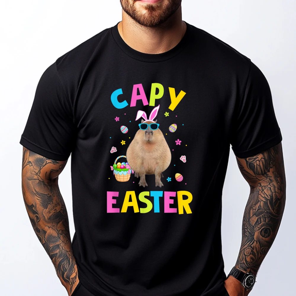

Capy Easter Funny Capybara Animals Boys Easter Day Plain T Shirts Wholesale Female Gifts For Men