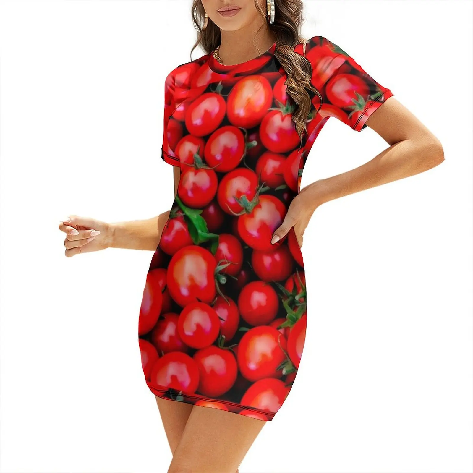 Garden Tomatoes 3 Short Sleeved Dress dress Womens dresses women's elegant loose dresses evening dress woman