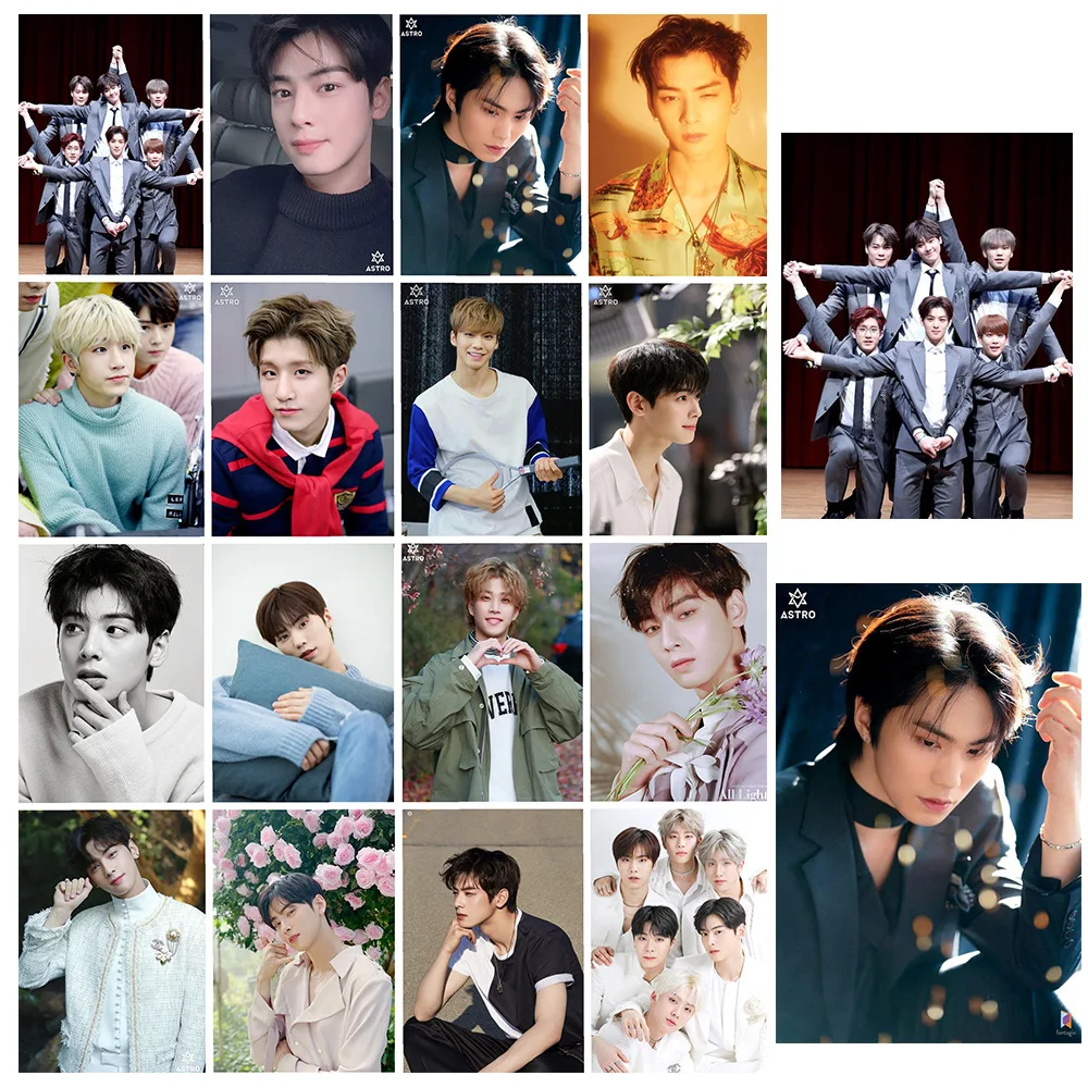 16pcs/set Kpop Idol ASTRO Characters Photo Cards Collection Album High Quality Postcard Photo Cards Collection Fans Gift