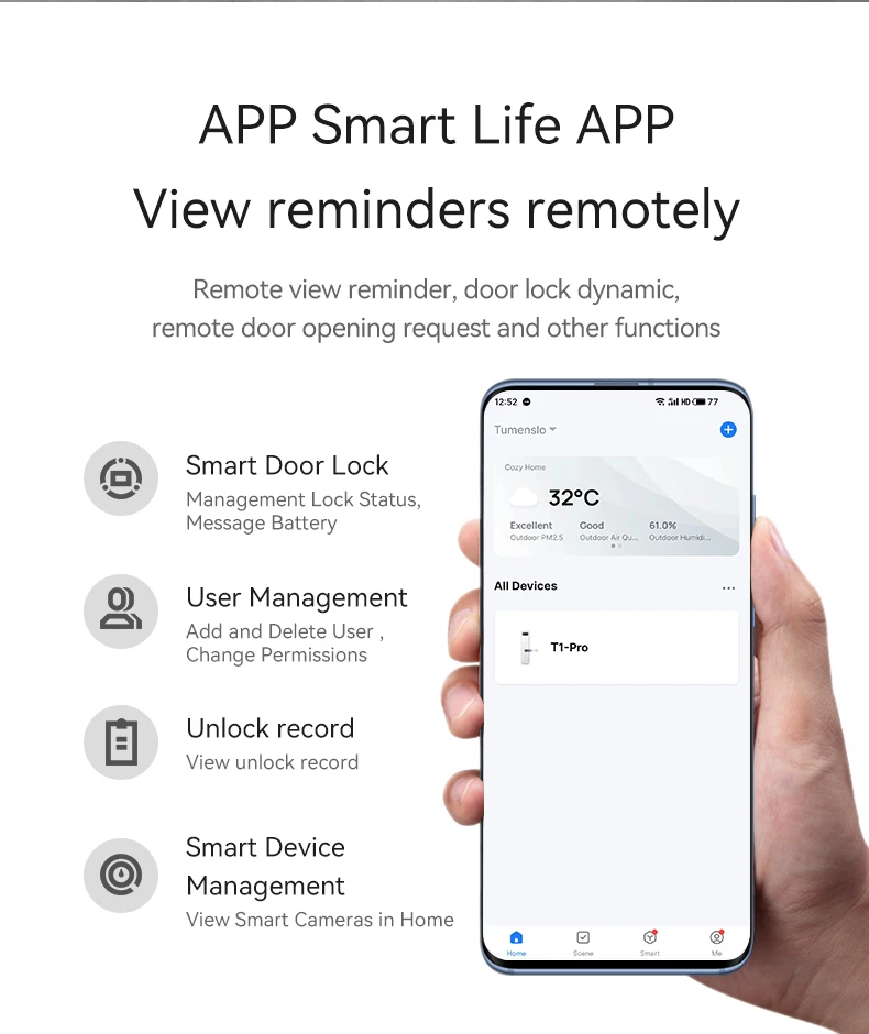 WiFi Smart Schmale Seite Fingerabdruck Codiertes Türschloss Fernbedienung Wasserdichter kurzer Griff für schlankes, dünnes Glaschiebetüren – Detail 14