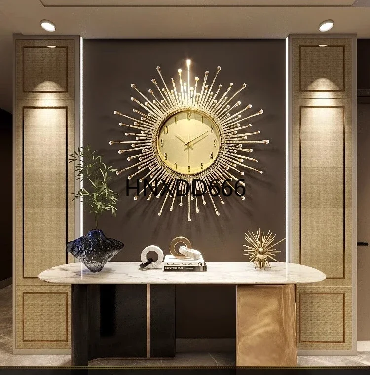 Light luxury art sun wall clock living room