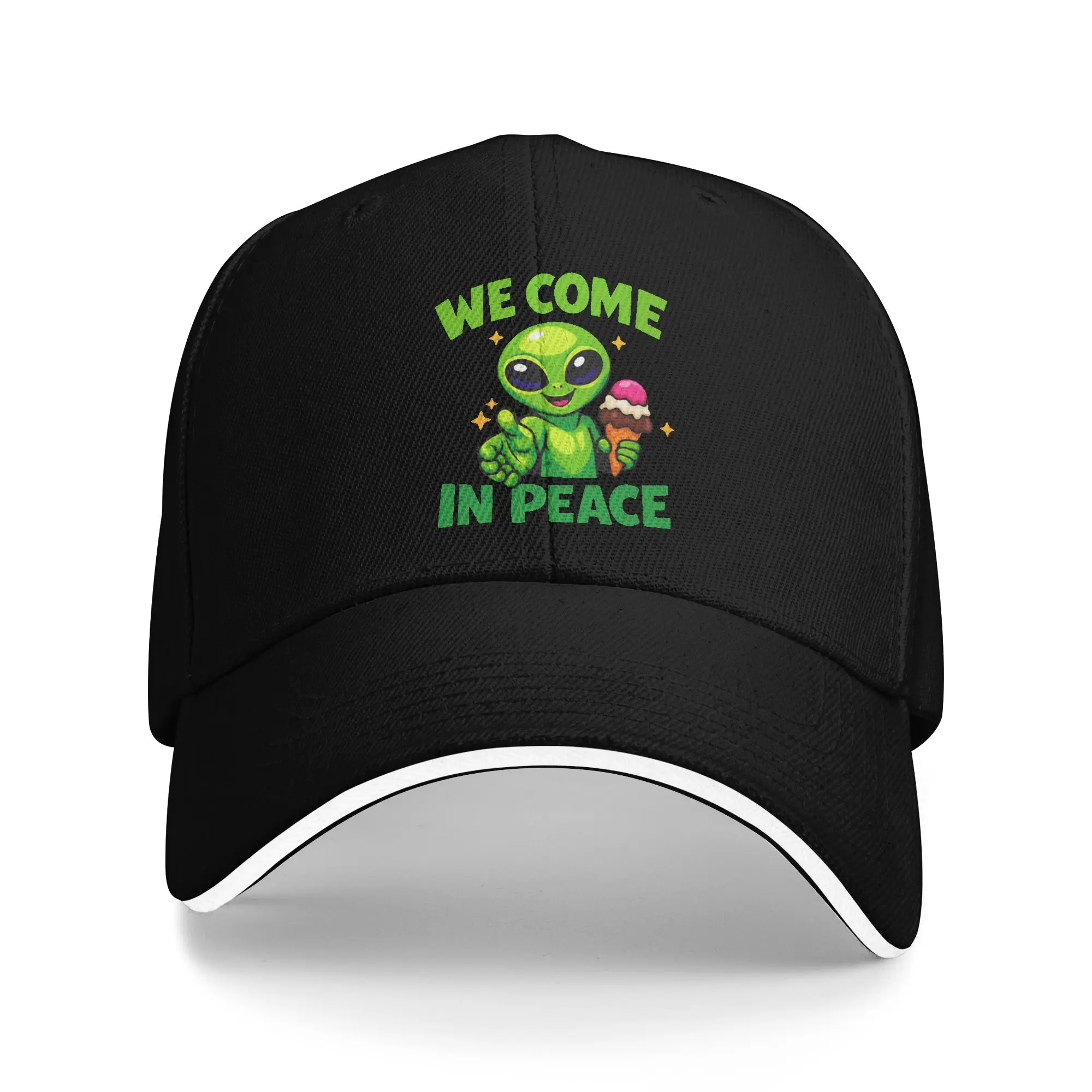 UFO We Come In Space Alien Baseball Cap  Unisex Men Design Trucker Hat Summer y2k Retro Hunting Camping High Quality Caps