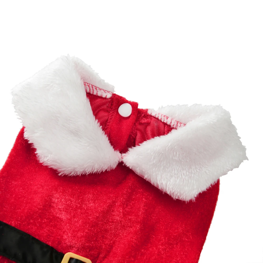 Niedliche Weihnachtskleidung für Katzen, rotes Samtkleid, festliches Weihnachtsmann-Outfit für Katzen, Kätzchen und Welpen, Neujahrs- und Feiertagskostüm, Foto-Requisiten. – Detail 5