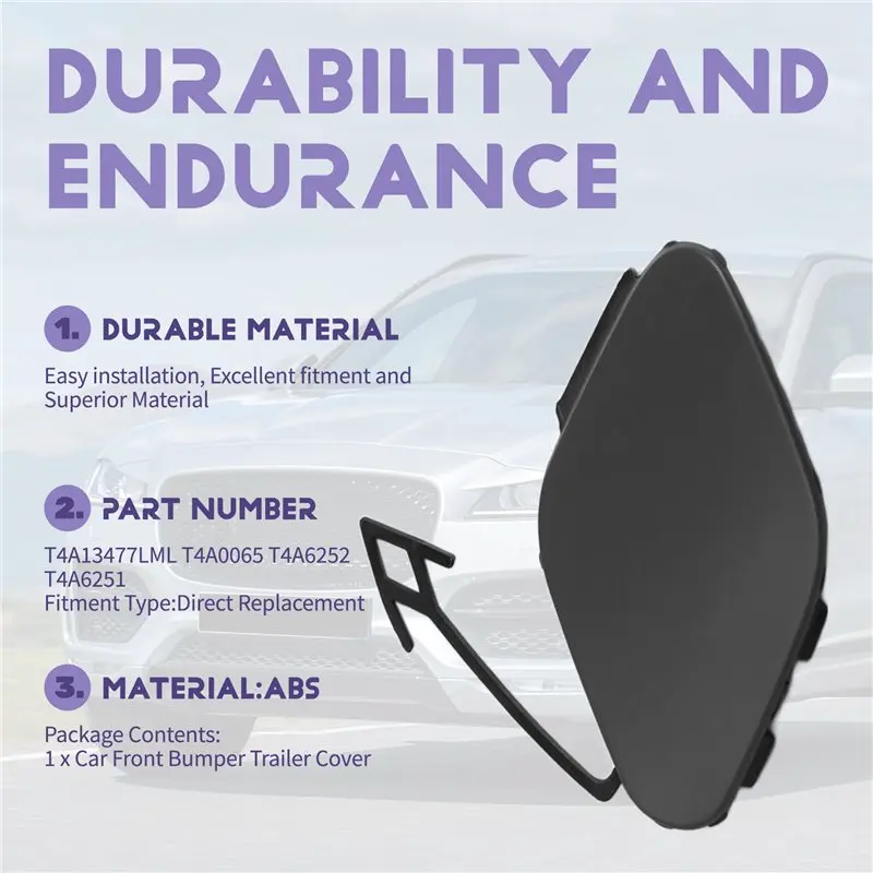 X39A-Car Front Bumper Trailer Cover Trailer Hole Cover T4A13477LML For Jaguar F-Pace 2017-2020