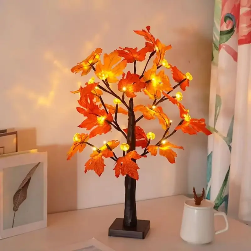 

All Saints Led Festival Light Mini Maple Light Artificial Pumpkin Birch Tree Light Miniature Maple Tree Lights For Halloween