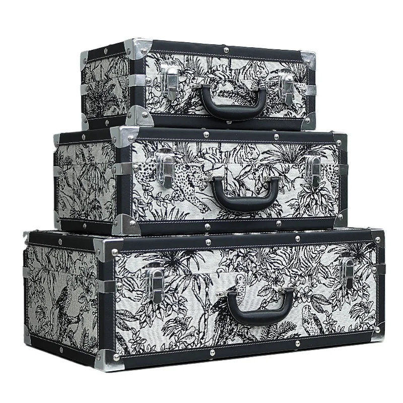 

French light luxury retro jacquard suitcase household storage box cloakroom large capacity storage box