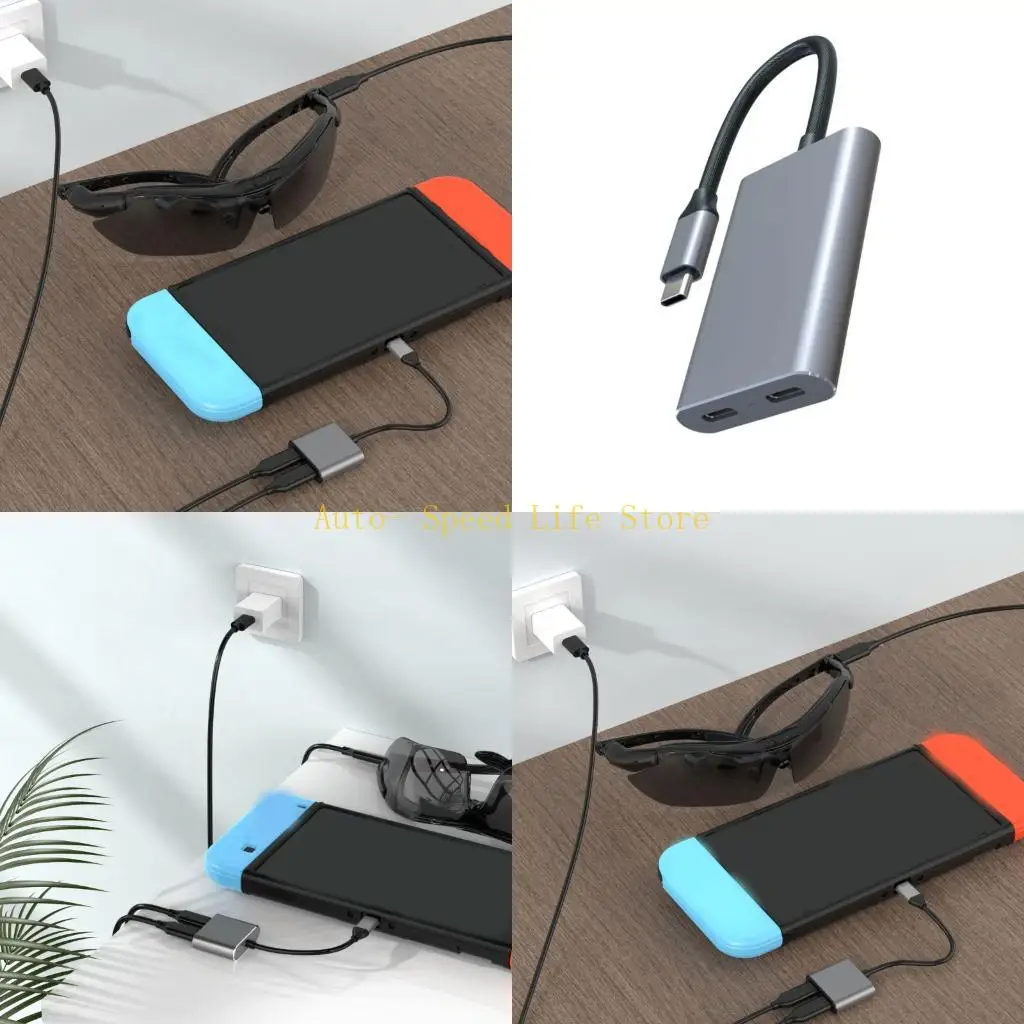 

02DA USB C to USB C Adapter AR Glasses Charging Hub for 4K@60Hz Gaming Devices