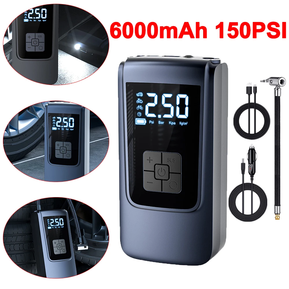 12V Car Digital Air Pump 150PSI Tire Inflator Wireless Air Compressor Electric Inflator Air Pump for Vehicle Car Motorbike Balls