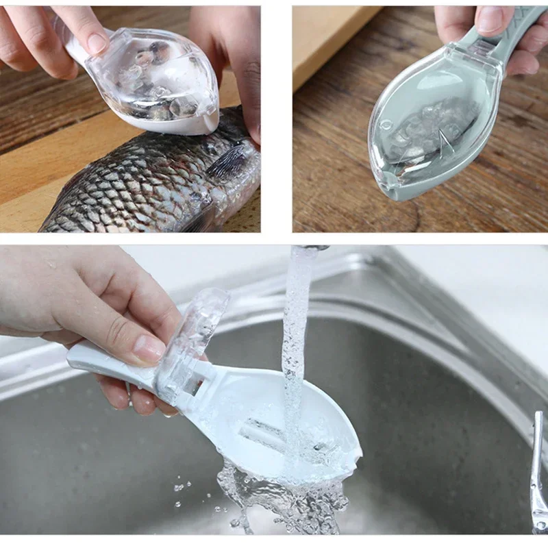 Outdoor Kitchen Cooking Fishing Tool Fish Scales Graters Scraper Fish Cleaning Tool Scraping Scales Device with CoverPescaTackle