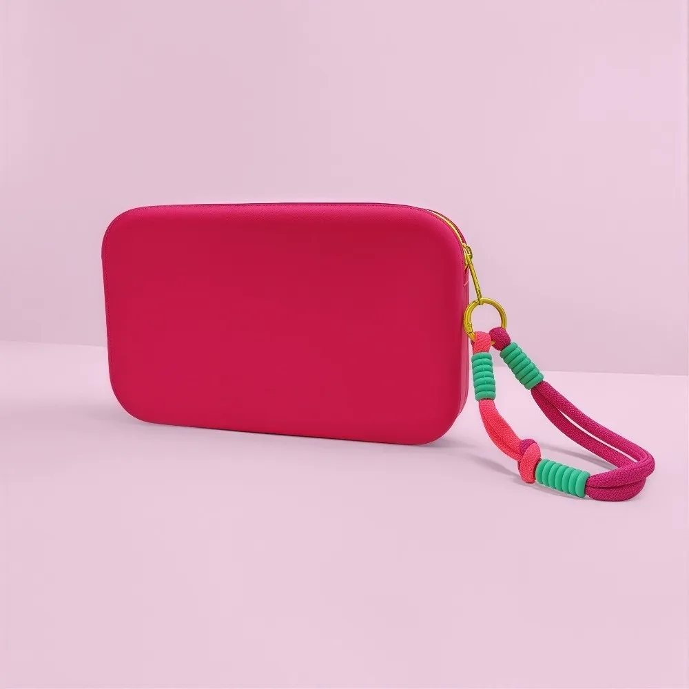 Fashion Silicone Makeup Bag Large Capacity Waterproof Cosmetic Pouch Square with Zipper Data Cable Pouch for Women Girls