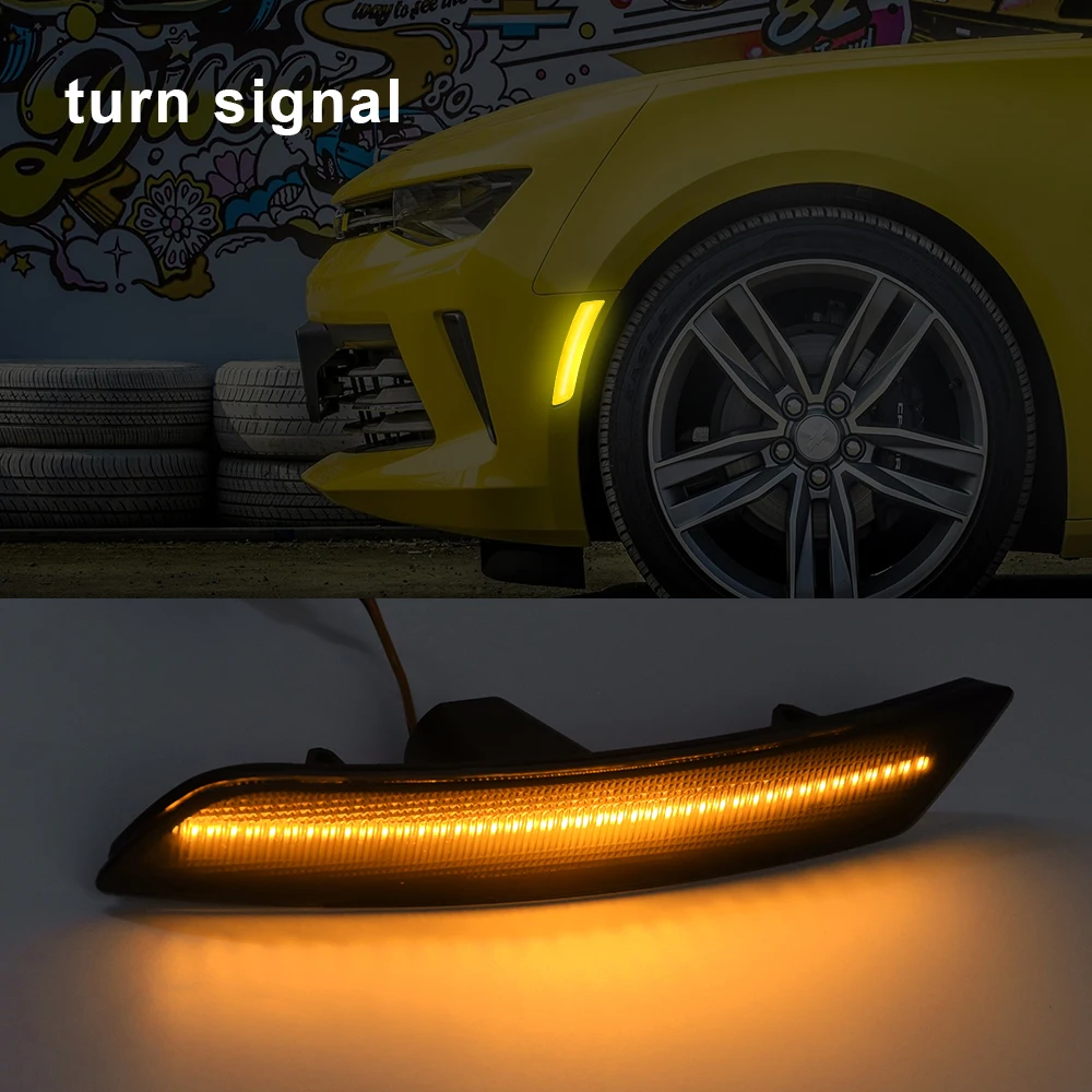 2/4PCS Lights For Chevrolet Camaro 2016 2017 2018 2019 2020 2021 2022 2023 Front & Rear Amber Red Turn Signal Indicator Lamp