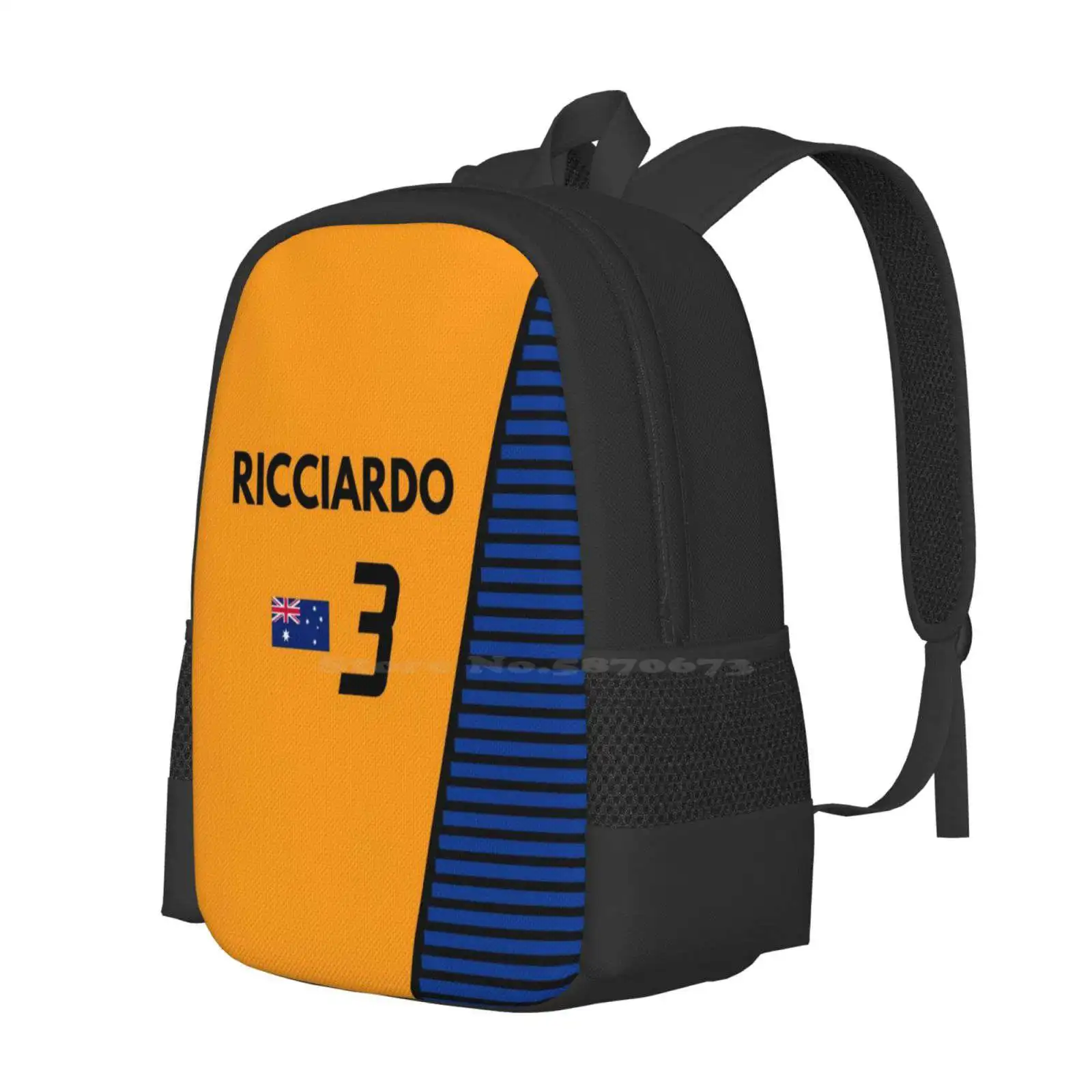 2021-#3 Ricciardo Teen College Student Backpack Pattern Design Bags Motorsport Cars Racing Driver Daniel Ricciardo Australia