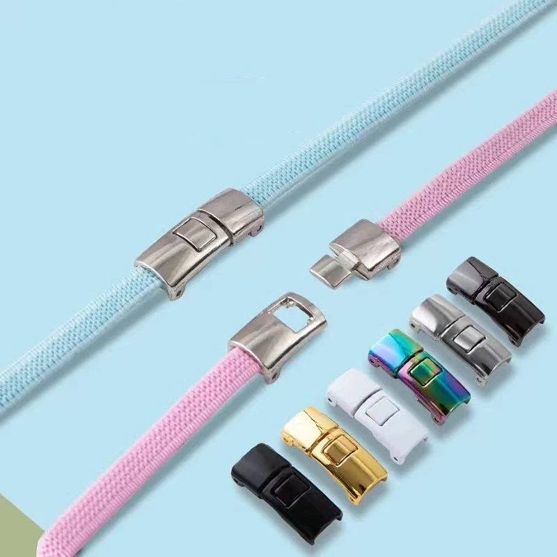 New Cross Lock Shoelaces Without ties Rainbow Elastic Laces Sneakers Kids Adult No Tie Shoe laces 8MM Width Flat Boots Shoelace image 2