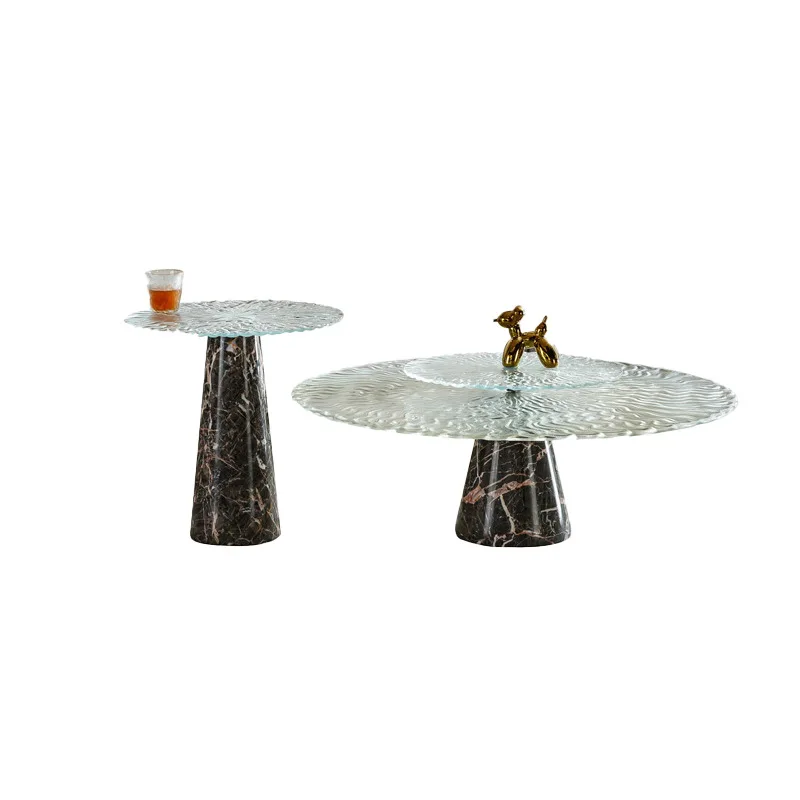 

stone round coffee table Italian light luxury designer living room household high-end marble size coffee table combination