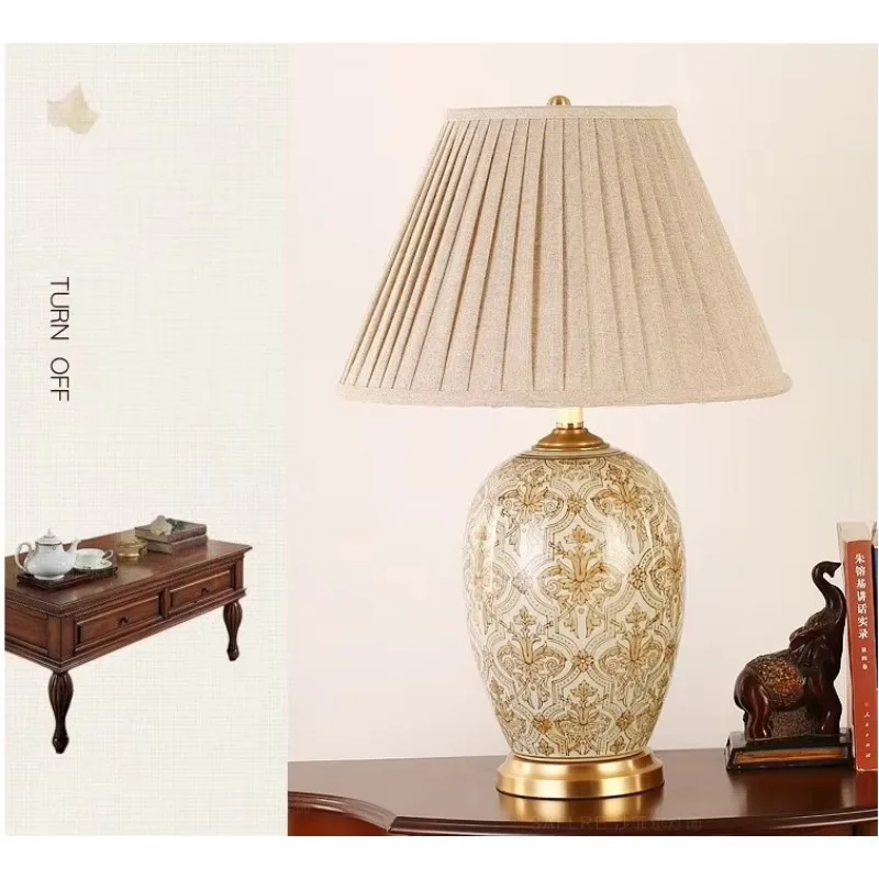 New Gold Home Decoration Brass Light Luxury Modern Ceramic Table Modern Lighting