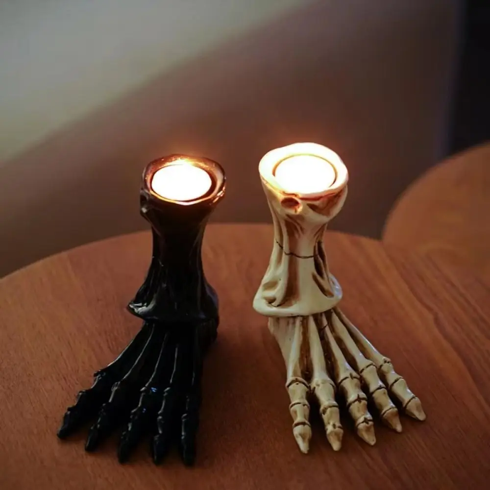 

Creative Skeleton Foot Candlestick Skeleton Foot Retro Gothic Candle Holder Realistic Exquisite Skull Candlesticks