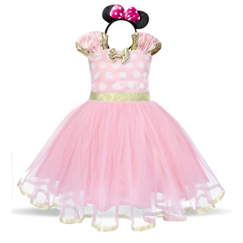 Summer Baby Girls Polka Dot Princess Dress Minni Mouse Cosplay Costume for Halloween Carnival Party Cute Girls Clothes 1-5 Years