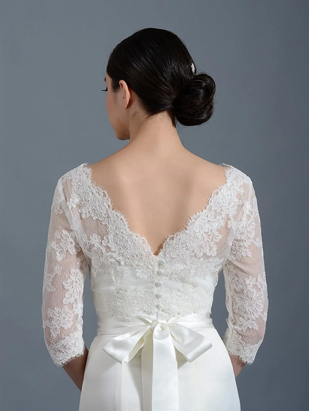 2022 New Bolero Long Sleeve Bridal Jacket Large Size With Lace Jacket 3/4 Sleeve Wedding Jacket Coat