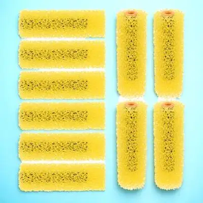 

10pcs Textured Paint Roller Covers Large Foam Sponge Drywall Painting Rollers Yellow 4 Inch For Walls Ceilings Texture Brush