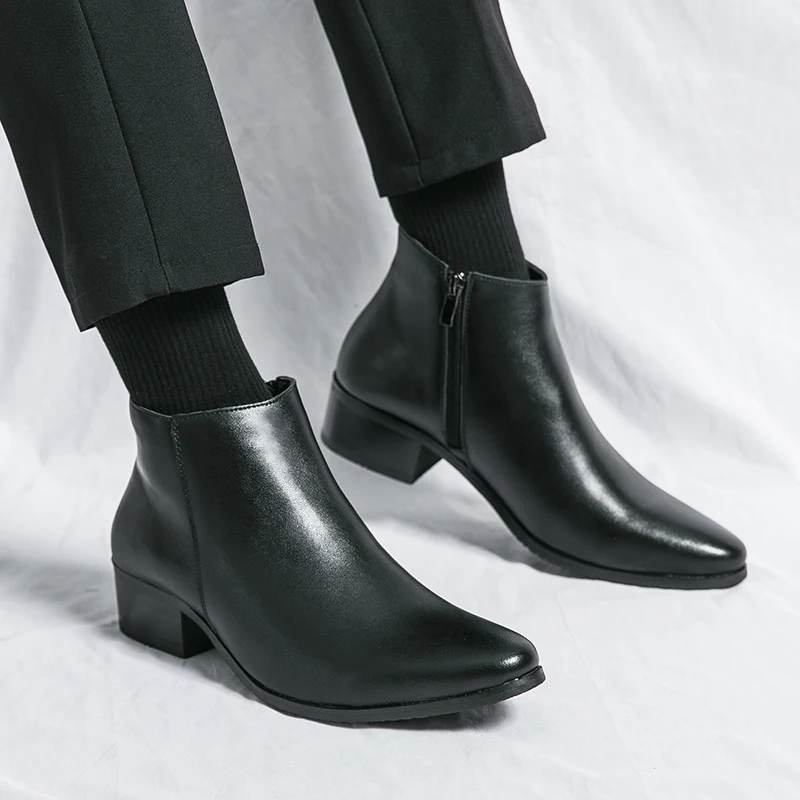 MAEDEF nowe męskie buty wysokiej jakości marka Retro wygodne skórzane wodoodporne botki 2024 modne czarne brązowe męskie buty — zdjęcie 4