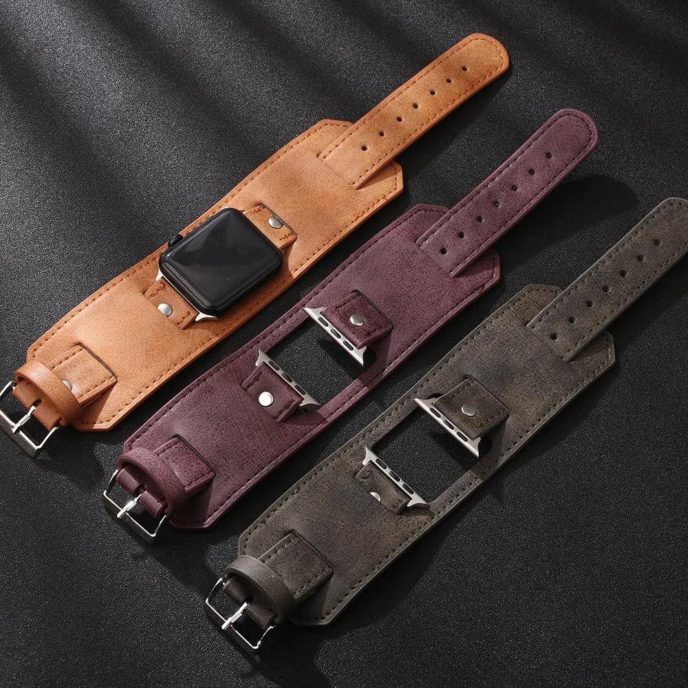 Retro bracelet for apple Watch band 44mm correa 40mm 42mm leather ultra 2 49mm iwatch series 9 8 7 6 5 4 3 Se 41mm 45mm strap