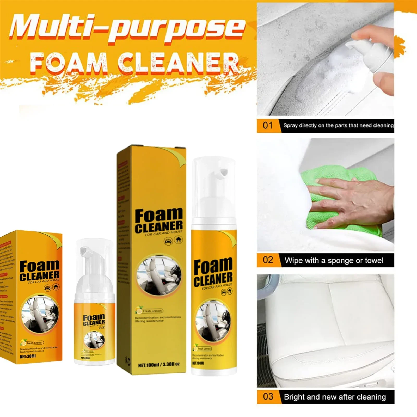 Foamy Car Interior Leather Wash Multi-Purpose Cleaner Tools Car Restorer Strong Decontamination Sofas Kitchen Shoes Car Wash