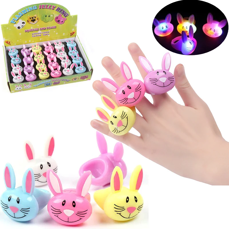 Novelty And Fun Glow-in-the-dark Rabbit Ring Glow In The Dark Children's Toys Flashing LED Cartoon Lights Glow In The Dark Toys