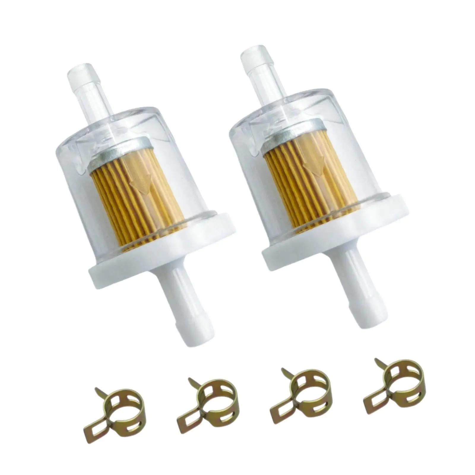 Inline Fuel Strainer Kit White Plastic 1 4 Inch Fits Small Engines with Clamps Universal Replacement