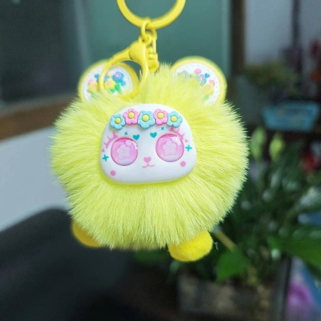 MINISO Adorable Multicolor Plush Bear Charm - Cute Gift for Girls, Backpack & Bag Accessory