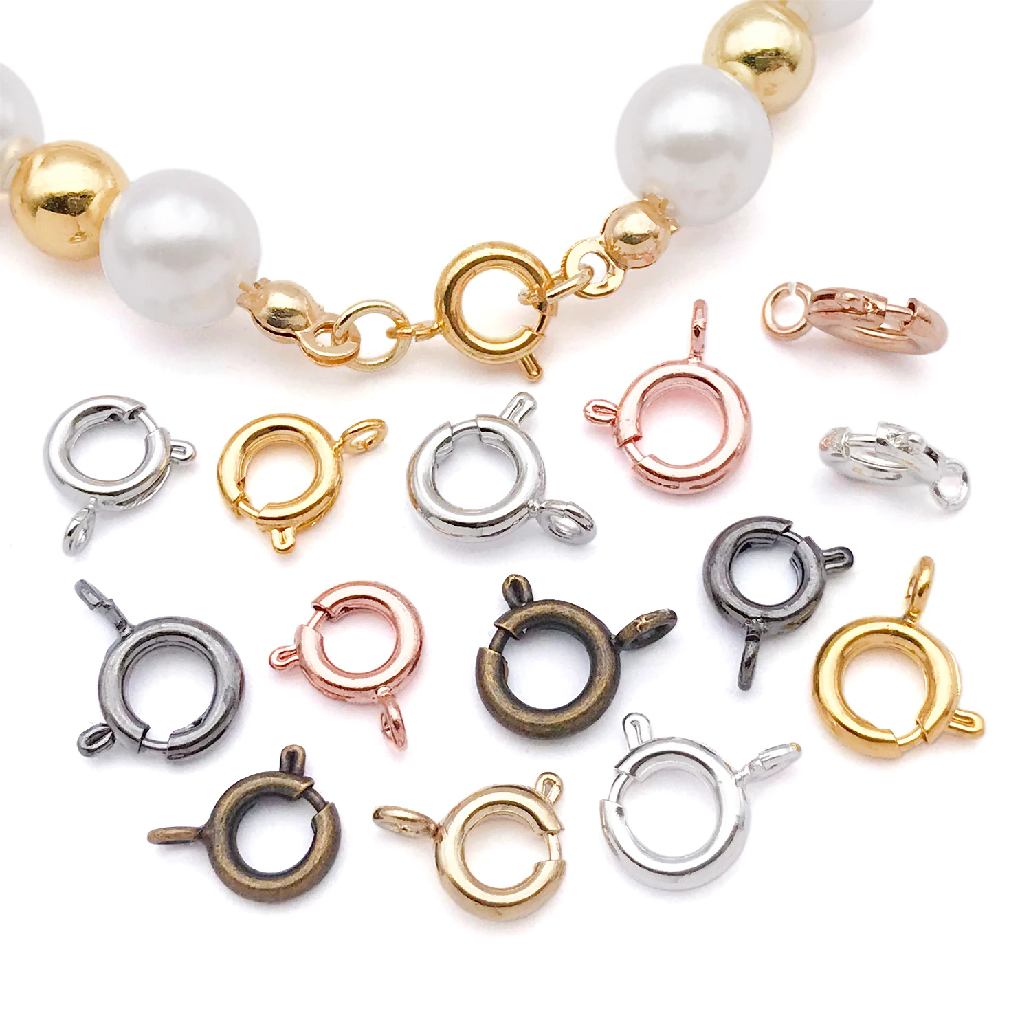 20 قطعة معدنية مستديرة مخلب خطاف بنابض المشبك مشبك قفل موصلات ل سوار ذاتي الصنع قلادة صنع المجوهرات الملحقات #1