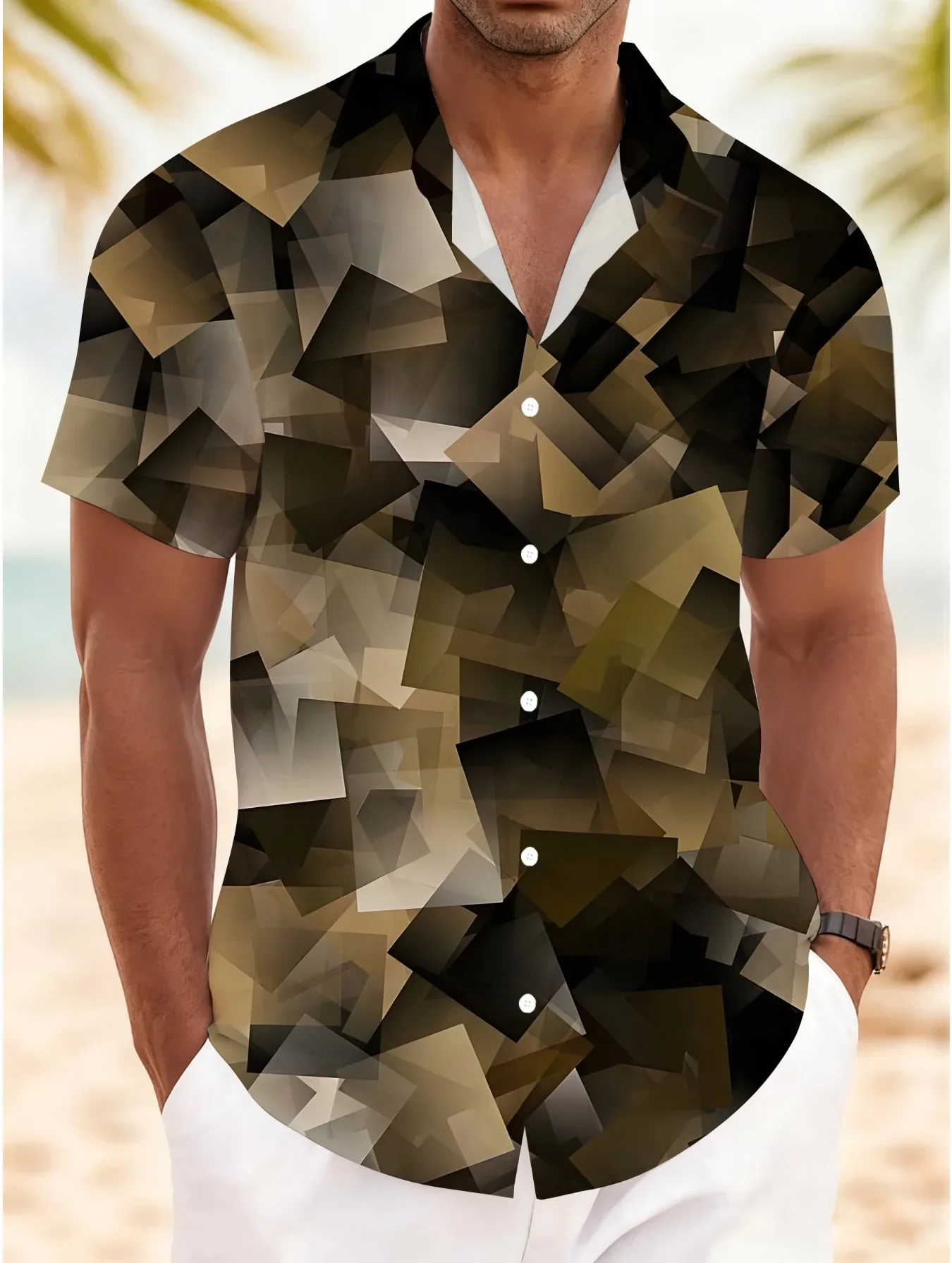 

Summer Casual Men's Hawaiian Shirt Man Short Sleeve Bold Graphic Print Lightweight Fashion Tops For Beach Holiday Wear