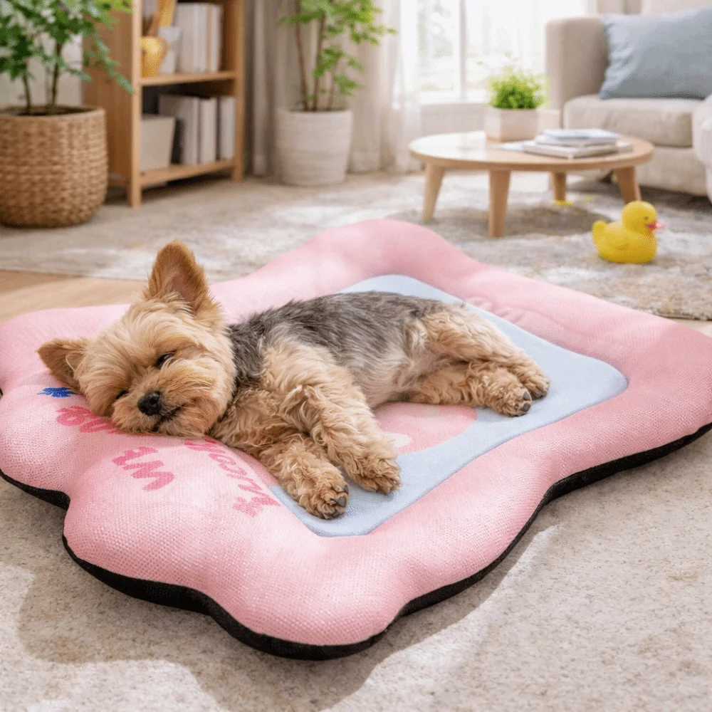 Cute Cartoon Pattern Pet Cool Cushion Breathable Non-slip Dog Sofa Bed Removable Waterproof Dog Sleeping Bed for Cats Dogs Puppy
