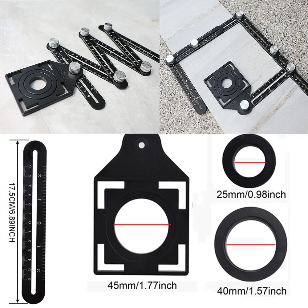 Adjustable Multi Angle Measuring Ruler Inches & Centimeters Corner Positioning 12-sides Ruler Practical Angle Finder