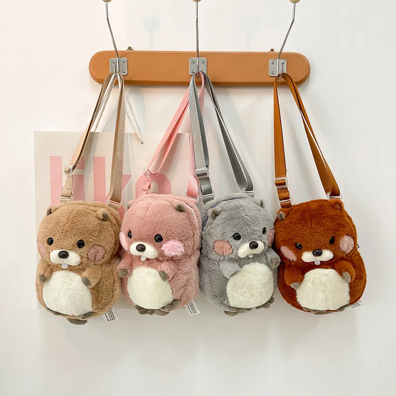 New Fashion Hamsters Crossbody Bag Packet Children Boys Girls Shoulder Bag Handbags Kids Cartoon Cute Groundhog Plush Coin Purse