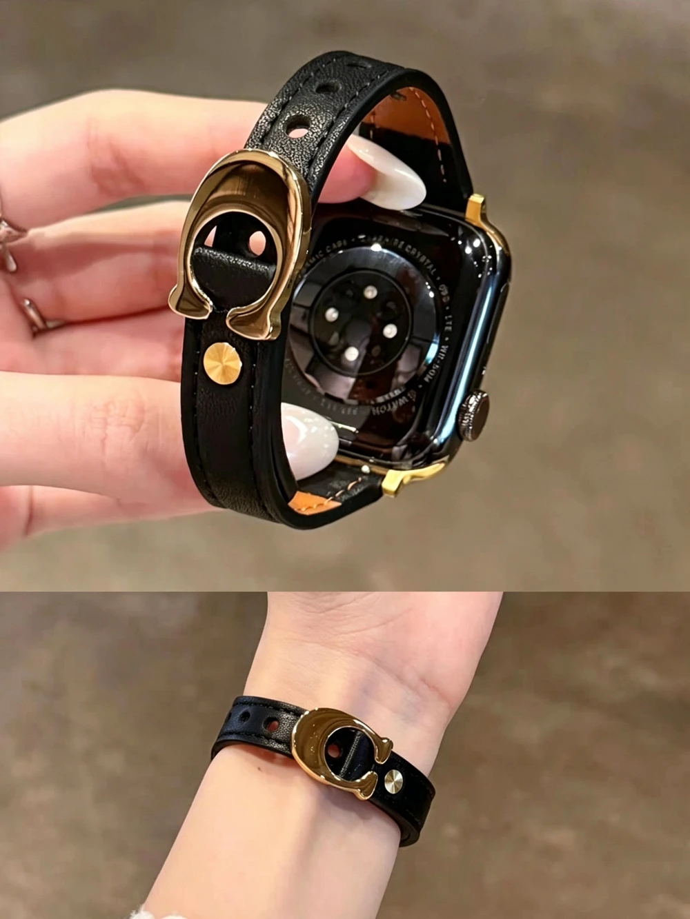 Modisches Leder-Schlaufenarmband für Apple Watch, Damen, 44mm 40 45 41 49 42 38 Serie 11 10 9 8 SE 7 6 5 4 3 – Detail 10