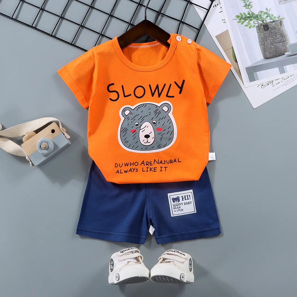 Kids Clothes Toddler Boys Cartoon Outfits Baby Girls Summer Tees Suits 1 2 3 4 Years Children Clothing T-shirt + Shorts